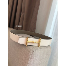 Hermes replica Taupe and Cream Reversible Horsebit Buckle Leather Belt