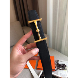 Hermes replica Black and Cream Reversible Horsebit Buckle Silver Tone Hardware Leather Belt