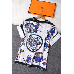 Replica Hermes White Horse Scarf Print Shirt
