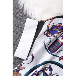 Replica Hermes White Horse Scarf Print Shirt