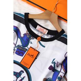 Replica Hermes White Horse Scarf Print Shirt