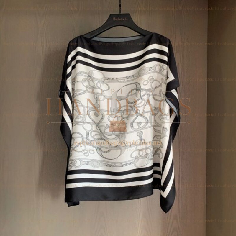 Replica Hermes White Black Striped Knit Sweater