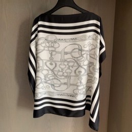 Replica Hermes White Black Striped Knit Sweater