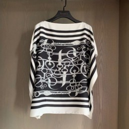 Replica Hermes Black White Striped Knit Sweater