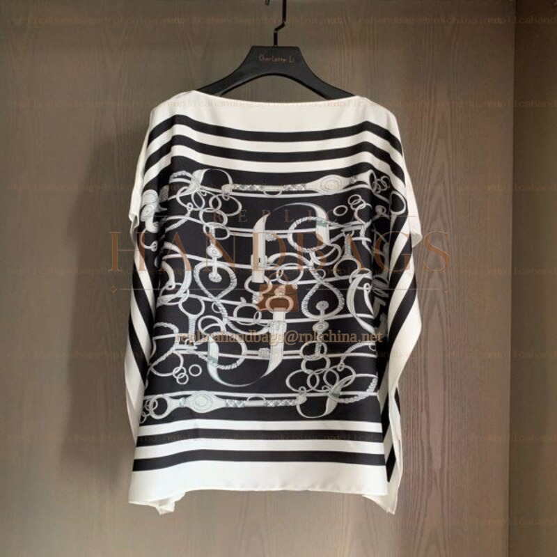 Replica Hermes Black White Striped Knit Sweater