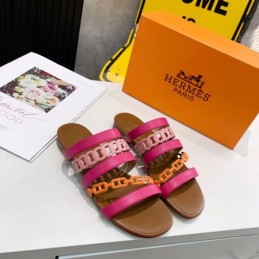 Replica Hermes Pink Multi Strap Chain Sandal
