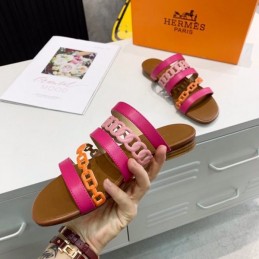 Replica Hermes Pink Multi Strap Chain Sandal