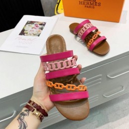 Replica Hermes Pink Multi Strap Chain Sandal