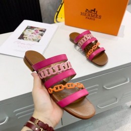 Replica Hermes Pink Multi Strap Chain Sandal