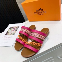 Replica Hermes Pink Multi Strap Chain Sandal