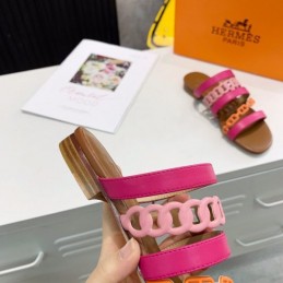 Replica Hermes Pink Multi Strap Chain Sandal
