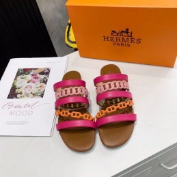 Replica Hermes Pink Multi Strap Chain Sandal