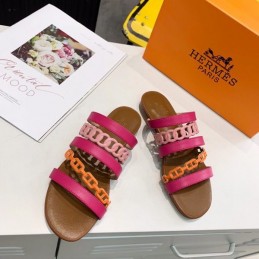 Replica Hermes Pink Multi Strap Chain Sandal