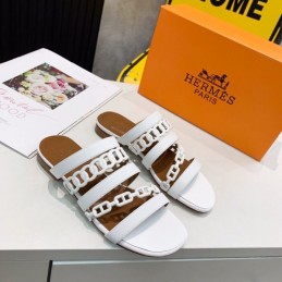 Replica Hermes White Multi Strap Chain Sandal