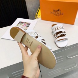 Replica Hermes White Multi Strap Chain Sandal