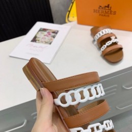 Replica Hermes Brown Multi Strap Chain Sandal