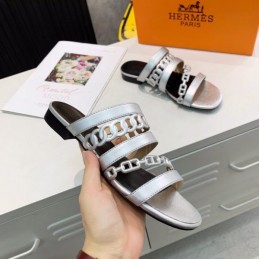 Replica Hermes Silver Multi Strap Chain Sandal