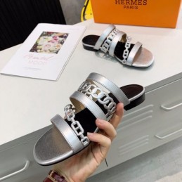 Replica Hermes Silver Multi Strap Chain Sandal