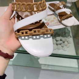Replica Hermes Brown Gold Multi Strap Chain Sandal