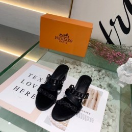 Replica Hermes Black Chain Slide Sandal