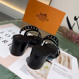 Replica Hermes Black Chain Slide Sandal