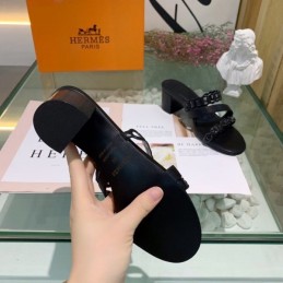 Replica Hermes Black Chain Slide Sandal