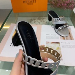 Replica Hermes Black White Chain Slide Sandal