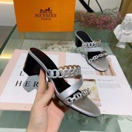 Replica Hermes Black White Chain Slide Sandal