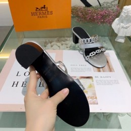 Replica Hermes Black White Chain Slide Sandal