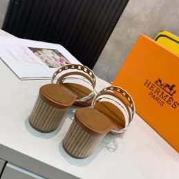 Replica Hermes Brown White Chain Strap Sandal