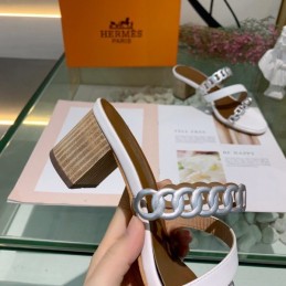 Replica Hermes White Brown Contrast Chain Sandal