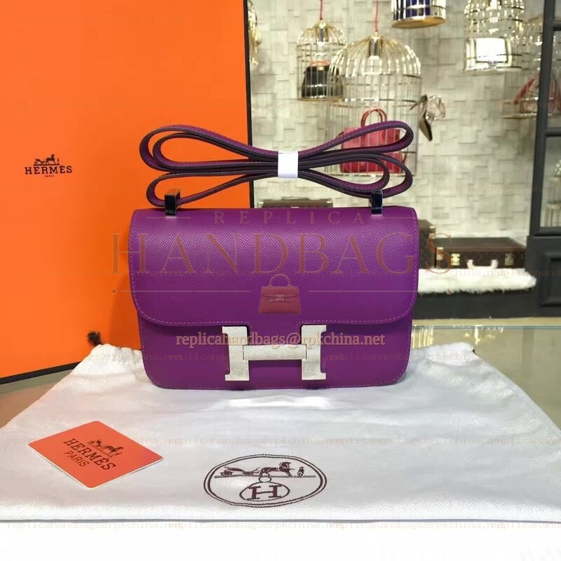 Replica Hermes Purple Constance 24 Palladium Hardware Bag