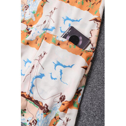 Replica Hermes Orange Scarf Print Sleeveless Dress