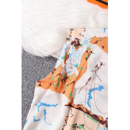 Replica Hermes Orange Scarf Print Sleeveless Dress