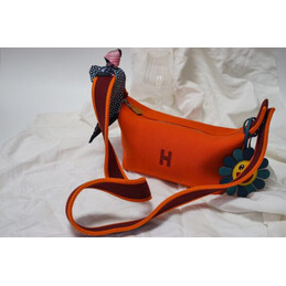 Replica Hermes Orange Trousse Bride Charm Bag