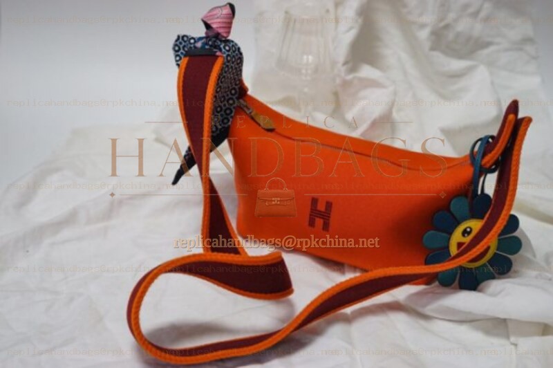 Replica Hermes Orange Trousse Bride Charm Bag