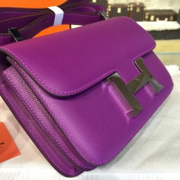 Replica Hermes Purple Constance 24 Palladium Hardware Bag