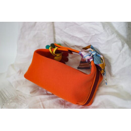 Replica Hermes Orange Trousse Bride Multicolor Charm Bag