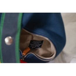 Replica Hermes Navy Blue Trousse Bride Red Flower Charm Bag