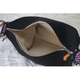 Replica Hermes Black Trousse Bride White Flower Charm Bag