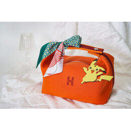 Replica Hermes Orange Trousse Bride Horse Charm Bag