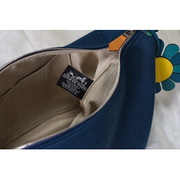 Replica Hermes Navy Blue Trousse Bride Yellow Flower Charm Bag