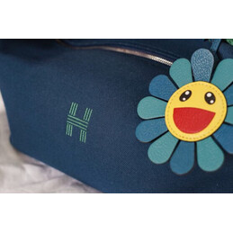 Replica Hermes Navy Blue Trousse Bride Yellow Flower Charm Bag