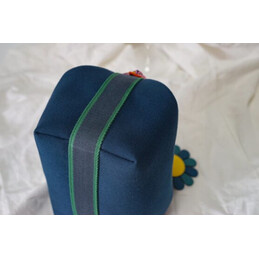Replica Hermes Navy Blue Trousse Bride Yellow Flower Charm Bag