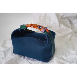 Replica Hermes Navy Blue Trousse Bride Yellow Flower Charm Bag