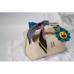 Replica Hermes Beige Trousse Bride Flower Charm Bag