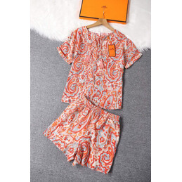 Replica Hermes Coral Print Shorts Set