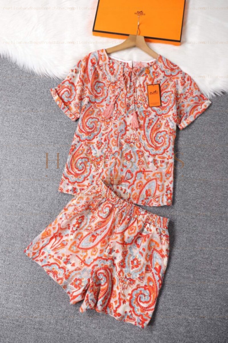 Replica Hermes Coral Print Shorts Set