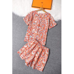 Replica Hermes Coral Print Shorts Set