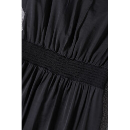 Replica Hermes Black Scarf Print Pleated Dress